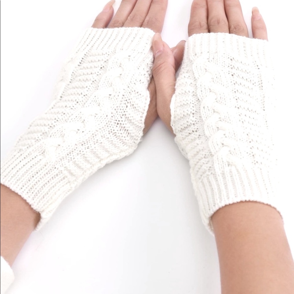 NEW White Fingerless Gloves